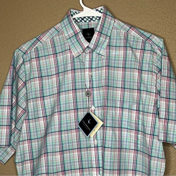 NEW Tailorbyrd Collection Mens Plaid Short Sleeve Button Up Shirt Size S - Picture 2 of 11
